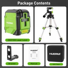 Huepar 2-линейный самовыравнивающийся лазерный уровень зеленый луч