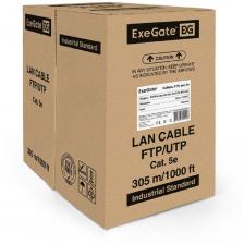 EXEGATE Кабель FTP 4 пары кат.5e 100% медь,24AWG, экран, внешн. прокладка, без троса, бухта 305м, черн., PE [EX256750RUS]