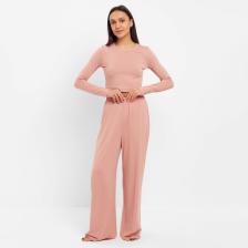 Комплект женский (лонгслив, брюки) MINAKU: Home collection цвет тёмно-бежевый, размер 46