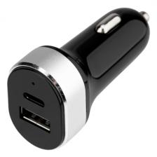 Автомобильное зарядное устройство USB-A+USB-C, 3,1 A, черное (18-2226)