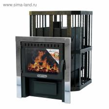 Печь - сетка для бани «Катунь», панорамное стекло, толщина металла 6 мм