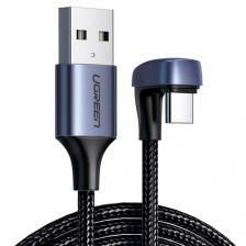Кабель угловой UGREEN USB-A to Angled USB-C 2.0 Cable Aluminum Case оплеткаed 2м черный US311 70315