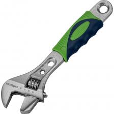 Разводной ключ Сибртех 15597 длиной 150 мм, с переставной губкой и двухкомпонентной рукояткой, предназначен для выполнения монтажных работ. Позволяет справляться с болтами разного размера и способен заменить целый арсенал гаечных ключей. Переставная губка с зазубринами позволяет использовать ключ для работы предметами без специального профиля, например, трубами.ПреимуществаПрочность и долговечность — ключ изготовлен из закаленной легированной стали, для надежной защиты от коррозии на инструмент нанесено никелевое покрытие.Функциональность — миллиметровая шкала и точечная риска позволяют разводить губки на точно заданное расстояние.Комфортная работа — двухкомпонентная рукоятка с рифлением и подпальцевыми выемками не выскальзывает из ладони.Малый вес 0,18 кг — нагрузка на руку снижена, что позволяет долго работать без усталости.