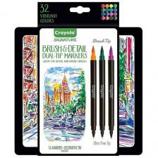Набор фломастеров CRAYOLA Двусторонние фломастеры в металлическом кейсе Brush & Detail Double Tip