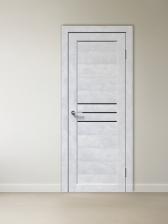 Комплект межкомнатной двери «А-3/05», со стеклом, 2000x700 мм, цвет бетон снежный/лакобель чёрный