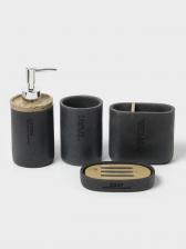 Аксессуары для ванной «Стиль», 4 предмета, дозатор, мыльница, 2 стакана, серые