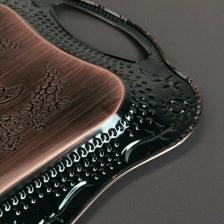 Поднос "Изобилие", 38x25x2.5 см, с роучками, нержавеющая сталь, цвет бронзовый