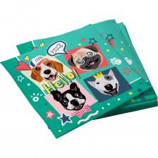 Салфетки бумажные трехслойные ND Play Собачки на зеленом, 33x33 см, 20 шт 312065