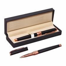 Ручка подарочная роллер, в кожзам футляре «Грант» корпус черный/бронза