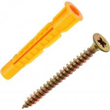Набор для крепления ВИРТУОЗ дюбель 8х52Б U, шуруп 5х70 потайная головка, желтый цинк, 18 шт. 94025