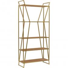 Золотой стеллаж OSLO MINI с полками из ЛДСП привлекает внимание уникальным дизайном и функциональностью. Оригинальная форма металлического каркаса добавит индустриального шика в интерьер гостиной, спальни, кабинета. Каркас стеллажа изготовлен из профильной трубы 15 х 15 мм с полимерным покрытием порошковой краской. Качественное покрытие стали гарантирует устойчивость к повреждениям и долгий срок службы мебели. Собственное производство GREENWEEN обеспечивает надежность и эстетику сварных швов металлической мебели. Напольный стеллаж не требует дополнительного крепления к стене, устойчив за счет собственного веса. На ножках предусмотрены пластиковые заглушки для защиты напольного покрытия. Полки стеллажа выполнены из качественного ЛДСП оттенка Робиния толщиной 8 мм, выдерживают нагрузку до 10 кг. Высота 2-х нижних полок - 31,5 см, верхних - 42,8 см. Открытый стеллаж рекомендуем использовать для зонирования пространства и хранения декора, книг, бытовой техники, игрушек и цветов. Габариты стеллажа 80х33х171 см подойдут для жилых и коммерческих помещений, в офисе и салоне на полках можно разместить необходимые материалы, в интерьере кафе и ресторана стеллаж станет одним из центральных элементов. Стеллаж доставляем в собранном виде в надежной упаковке.