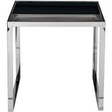Стол журнальный черн.стекло/серебро 55*55*55 см Garda Decor 13RX-50330 (квадратная столешница, I I-образная опора)