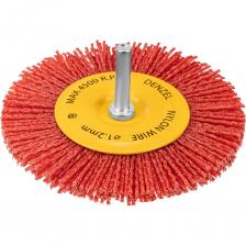 Плоская щетка для дрели Щетка для дрели 100 мм, плоская, со шпилькой, нейлоновая щетина Denzel 74434