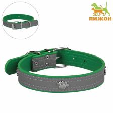 Ошейник «Лапки», р-р 59x3 см, искусственная кожа, зелёный