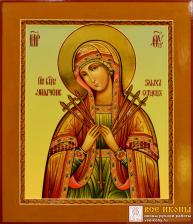 Рукописная икона Умягчение злых сердец №17 (Размер 27х31 см)