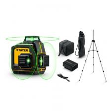 Лазерные нивелиры Зеленый лазерный нивелир Stayer SL-3D #3 34963-3, 50м, точность +/-0,5 мм/м, штатив