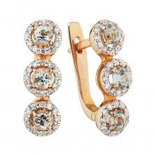 Золотые серьги с топазами и бриллиантами