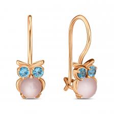 Золотые детские серьги с фианитами