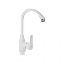 Смеситель для кухни боковой BRIMIX БЕЗ ГИБКОЙ ПОДВОДКИ, шаровый, из высокопрочного АБС пластика, цвет БЕЛЫЙ 592-1