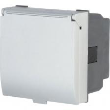 Розетка LK Studio с заземляющим контактом, шторками и крышкой, серебристый металлик, LK45 851503-1