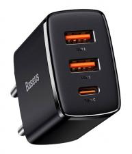 Зарядное устройство Baseus Compact Quick Charger 2U+C 30W черный