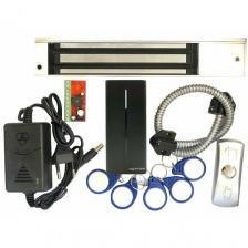 Комплект №24 контроля доступа (СКУД) с электромагнитным замком (до 280 кг), кнопкой выхода, считывателем, БП, контроллером, гибким переходом и 5 брелков на 1 дверь