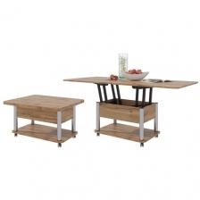 Журнальный стол-трансформер Дебют-3 (Дуб Вотан, ножки хром)