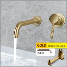 Матовый золотой настенный смеситель из латуни