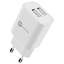Сетевое зарядное устройство Avalonica AVA 2 х USB-A, 10.5 Вт, 21 A (AVA-WCH-007 White) EU, белое
