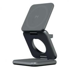 Беспроводное зарядное устройство Magssory Fold 3 в 1 (WCH023) темно-серое