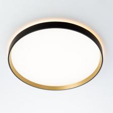 Настенно-потолочный светодиодный светильник Citilux ETALON CL750401R выполнен в современном стиле. Корпус изготовлен из чёрного ударопрочного полимера с декоративным золотым внутренним ободом. Рассеиватель матовый из оптического полимера. Модель оснащена двумя светодиодными модулями – основного света и красочной потолочной RGB-подсветки. С помощью пульта доступно: плавная регулировка яркости от 10 до 100%; управление цветовой температурой от 3000К до 5500К позволяет настроить любые оттенки тёплого, нейтрального или холодного света. Цветная RGB-подсветка имеет фиксированные и динамические режимы работы. Есть функция отсроченного выключения, 4 настраиваемых режима памяти, которыми также можно управлять настенным выключателем. Радиопульт ДУ в комплекте, работает на частоте 2,4ГГц. Питание пульта - 2 батарейки формата ААА, напряжением 1,5V (в комплект не входят). Изделие обладает высокой энергоэффективностью основного света – 120Лм/Вт, осветит до 17м?. Мощность: основной свет - 32Вт, потолочная подсветка – 8Вт. Диаметр 40см, высота 3,9см. Тип крепления – удобная монтажная платформа. Исключительно лёгкий монтаж! Круглый плоский светильник-таблетка Ситилюкс Эталон CL750401R является стильным и функциональным осветительным прибором, который идеально подойдёт для создания уютной атмосферы спальни и кухни, прихожей и коридора.