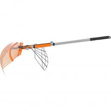 Предназначен товар для использования на приусадебных участках, огородах, дачах.Инструкция:Перед началом эксплуатации натяните и зафиксируйте пружинку за центральную секцию грабель.Выдвиньте телескопическую ручку и зафиксируйте ее покрутив по часовой стрелке.Соберите листья, траву и другие остатки растений в одно место с помощью грабель, используя их в обычном режиме. Прижимной механизм грабель: потяните на себя ручку захвата для прижатия собранных растений/листвы.Отпустите ручку для открытия прижимного механизма и сброса захваченных растений/листвы в желаемое место.Повторите вышеописанные шаги при необходимости. После каждого использования очищайте грабли от земли и органических остатков.Телескопическая ручка: 98-143 см Ширина: 53 см