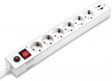 Buro Сетевой фильтр 5м (6 розеток) белый (коробка) [BU-SP5_USB_2A-W]