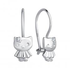 Золотые детские серьги Hello Kitty с бриллиантами и родированием