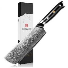 Нож из дамасской стали для овощей Keemake 7 Inch Nakiri Knife 67 слоев основа VG10 (10CR15MOV) + 316 сталь HRC60+-2 (C-2) черный