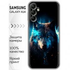 Чехол для Samsung Galaxy A14 с принтом Волк ночной (Самсунг Галакси А14)