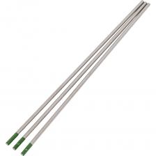 Вольфрамовые электроды WP диаметром 3,0 мм - чисто вольфрамовый электрод (цветовой признак – зеленый цвет) с содержанием вольфрама не менее 99,5%. Используется предпочтительно для сварки на переменном синусоидальном токе, обеспечивает хорошую устойчивость дуги как в аргоновой, так и в гелиевой среде. Из-за ограниченной тепловой нагрузки рабочий конец электрода из чистого вольфрама формируют в виде шарика. Основные свариваемые материалы: алюминий, магний и их сплавы.