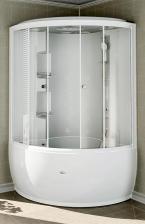 Душевой бокс Radomir Лаура 128х128 профиль белый стекло прозрачное без гидромассажа