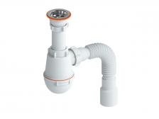 Сифон для мойки РМС прикручивающийся белый