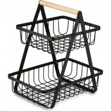 Ваза для фруктов – это очень удобное приспособление, ведь теперь свежие витамины всегда будут у Вас под рукой, а маленьких детям не придется тревожить Вас и искать их по шкафчикам. Фруктовница 2-х ярусная, что позволит разместить большое количество фруктов, а также декоративная ваза порадует Вас и Ваших гостей на праздничном застолье. Благодаря ярусам можно создавать необычные композиции, кроме того, такая ваза под фрукты значительно экономит место на столе. Металлическая фруктовница черная, что позволяет ей гармонично вписаться в общий дизайн кухни и деталями интерьера. Ваза фруктовница отлично подойдет для пикника и семейного вечера на даче, будет выигрышно смотреться в кадре во время фотосесии. Ваза для интерьера имеет бортики, которые не позволят фруктам и ягодам упасть на пол. Металлическая сеточка не накапливает влагу и содержимое остается сухим, а также позволяет сохранять фрукты и ягоды свежими намного дольше. Однако этажерка для фруктов может пригодиться не только для свежих плодов, но и для кондитерских изделий, станет необычным способом подачи пирожных, капкейков, и местом хранения вкусных шоколадок и конфет для Ваших деток. Органайзер для хранения отлично будет смотреться как на кухне, так и в ванной комнате и даже в гостиной. Органайзер для ванной пригодится для хранения косметики, средств личной гигиены и даже чистых полотенец, которые всегда будут у Вас под рукой!