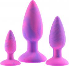 Набор анальных пробок Pink Rabbit Donny, 3 шт., силикон, розово-фиолетовые