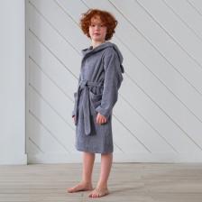 Халат махровый детский Этель Little king, размер 32 (110-116 см), серый