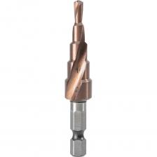 Ступенчатое сверло по металлу Deli DH-JTZ012-E3– профессиональный инструмент для точного сверления отверстий 4-12 мм в металлических заготовках. Усиленная версия с улучшенными характеристиками благодаря стали HSS M35. Ключевые особенности: 5 рабочих диаметров: 4, 6, 8, 10, 12 мм Быстрорежущая сталь HSS M35 с повышенной термостойкостью Оптимизированная спиральная канавка для эффективного отвода стружки Шестигранный хвостовик 1/4" HEX для надежной фиксации Индивидуальная пластиковая туба для защиты и хранения Рекомендуется для: Профессионального использования в мастерских Работы с нержавеющей сталью и твердыми сплавами Монтажа металлоконструкций Авторемонтных работ Промышленного применения