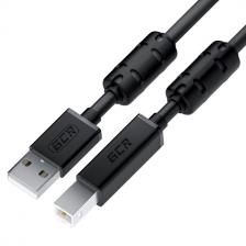 Greenconnect GCR Кабель PROF 3.0m USB 2.0, AM/BM, черный, ферритовые кольца, 28/24 AWG, экран, армированный, морозостойкий [GCR-52417]