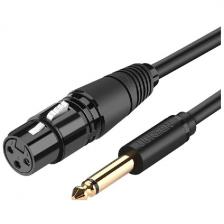 Кабель Ugreen AV131 (20719) 6.35, Male To XLR Female Cable, 2метра, черный
