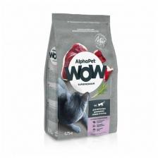 ALPHAPET WOW SUPERPREMIUM сухой корм для взрослых стерилизованных кошек и котов с уткой и потрошками 750г х 1 шт