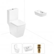 Комплексное предложение по специальной цене, включающее все необходимое для обустройства санузла / ванной комнаты. Элегантный вид напольного унитаза позволяет гармонично вписаться в интерьер современного санузла или ванной комнаты, наполняя его атмосферой роскоши и уюта. Санитарный фарфор Lavinia Boho имеет более твердую и гладкую поверхность, нежели сантехнический фаянс. Система антивсплеск увеличивает гигиеничность использования изделия и делает уборку более быстрой и простой. Компактная подвесная раковина Lavinia Boho One (370 х 245 х 100) — оптимально подходит для небольших ванных комнат или гостевых санузлов. Дизайнерская сантехника изготовлена в едином стиле: изделия прекрасно дополняют друг друга и формируют органичный тандем с латунными сифонами, донными клапанами, выпусками, угловыми вентилями и элегантными аксессуарами.