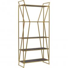 Золотой стеллаж OSLO MINI с керамическими полками привлекает внимание уникальным дизайном и функциональностью. Оригинальная форма металлического каркаса добавит индустриального шика в интерьер гостиной, спальни, кабинета. Каркас стеллажа изготовлен из профильной трубы 15 х 15 мм с полимерным покрытием порошковой краской. Качественное покрытие стали гарантирует устойчивость к повреждениям и долгий срок службы мебели. Собственное производство GREENWEEN обеспечивает надежность и эстетику сварных швов металлической мебели. Напольный стеллаж не требует дополнительного крепления к стене, устойчив за счет собственного веса. На ножках предусмотрены пластиковые заглушки для защиты напольного покрытия. Полки стеллажа выполнены из керамогранита оттенка Антрацит толщиной 6 мм, выдерживают нагрузку до 10 кг. Высота 2-х нижних полок - 31,5 см, верхних - 42,8 см. Благодаря высокой плотности и твердости материал не впитывает воду, ударопрочный и стойкий к истиранию. Матовые керамические полки в сочетании с металлическим каркасом придают стеллажу роскошный вид. Открытый стеллаж рекомендуем использовать для зонирования пространства и хранения декора, книг, бытовой техники, игрушек и цветов. Габариты стеллажа 80х33х171 подойдут для жилых и коммерческих помещений, в офисе и салоне на полках можно разместить необходимые материалы, в интерьере кафе и ресторана стеллаж станет одним из центральных элементов. Стеллаж доставляем в собранном виде в надежной упаковке.