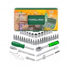 Набор инструментов является универсальным и практичным набором для ремонта автомобилей, дома и дачи. Он содержит 46 предметов, включая торцевые головки, головки-биты и другие инструменты. Набор Forsland является надежным и долговечным инструментом для работы в автомобильном сервисе, гараже или домашней мастерской. Инструменты изготовлены из хромованадиевой стали, которая устойчива к коррозии. Посадочный квадрат: 1/4". Набор поставляется в прочном пластиковом кейсе с металлическими защелками, что обеспечивает удобное хранение и транспортировку инструментов. Каждый предмет имеет свою ячейку хранения, что помогает сохранять порядок и ускоряет процесс поиска нужного инструмента.