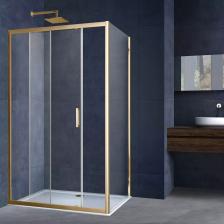 Душевой уголок Vincea Alpha 140х90 профиль брашированное золото стекло прозрачное